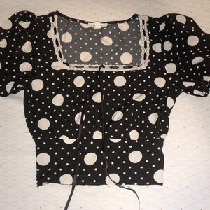 Chic Black and White Polka Dot Blouse
